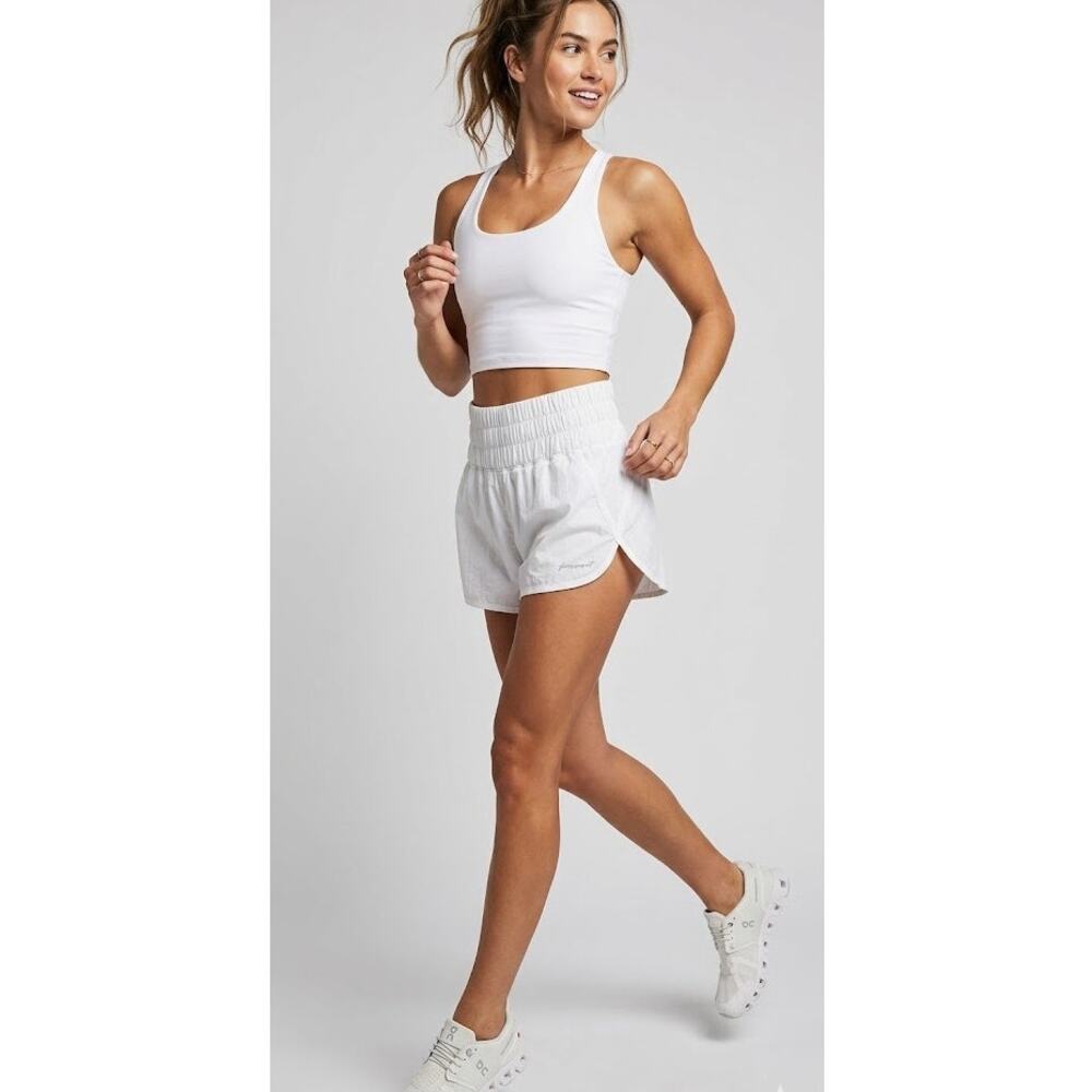 Free People Movement White High Rise Running Shorts Womens XL Gym Workout Casual